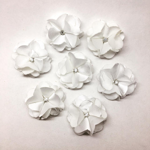 Flor 3D de Tela Satinada Blanco
