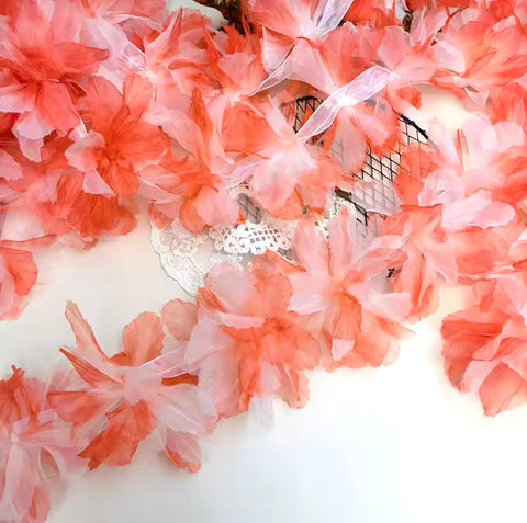 Flor Lilis en organza Rojo (metro)