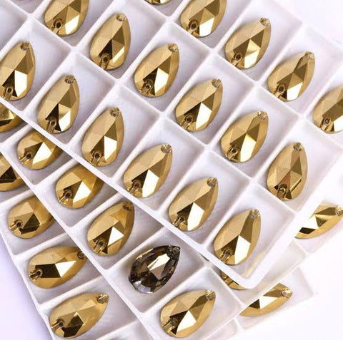Cristal Gota 10.5x18mm Oro Metálico con 80 piezas
