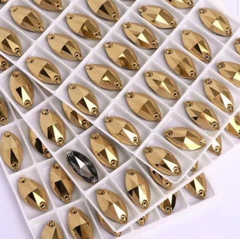 Cristal Navette 9x18 mm Oro Metálico 110 piezas