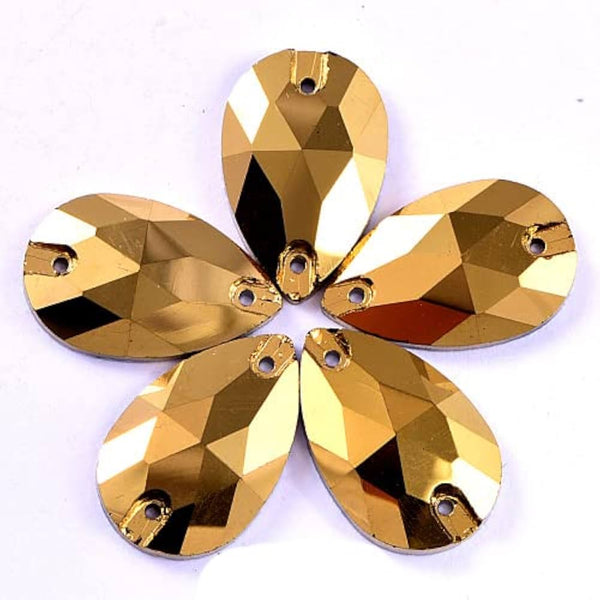 Cristal Gota 10.5x18mm Oro Metálico con 80 piezas