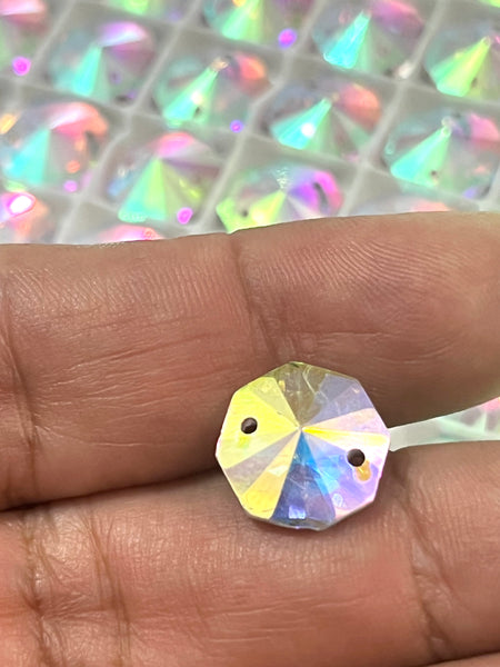 Cristal Octágono 12mm AB Tornasol con 117 piezas