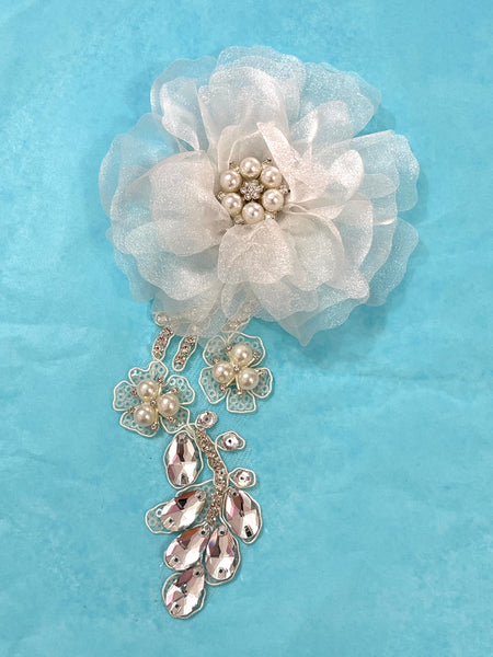 Aplique floral ivory 20x11 cm