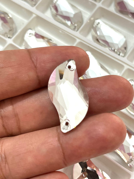 Cristal Sirena 15x30mm Plata c/ 12 piezas