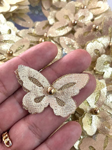 Mariposas Chica de Tela Satinada Oro Metálico c/25 piezas