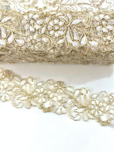 Orilla organza blanca c/ dorado 1 mt