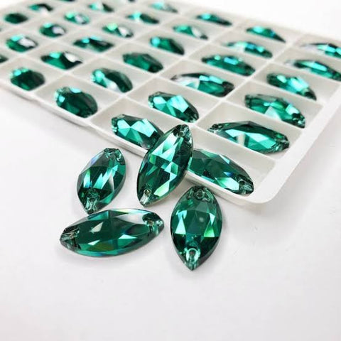 Cristal Navette 9x18 mm Esmeralda con 80 piezas