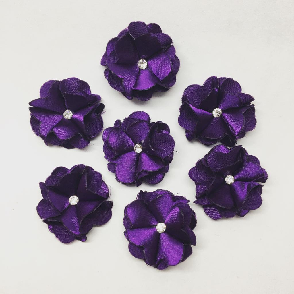 Flor 3D de Tela Satinada Morado