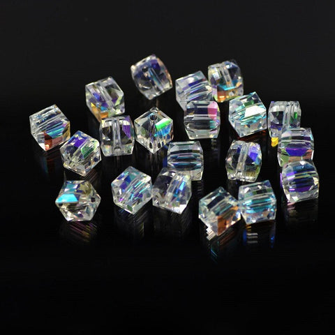 Cristal Cubo Facetado AB 4mm c/100 piezas