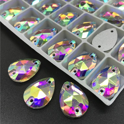Cristal Gota 13x22mm AB Tornasol con 24 piezas